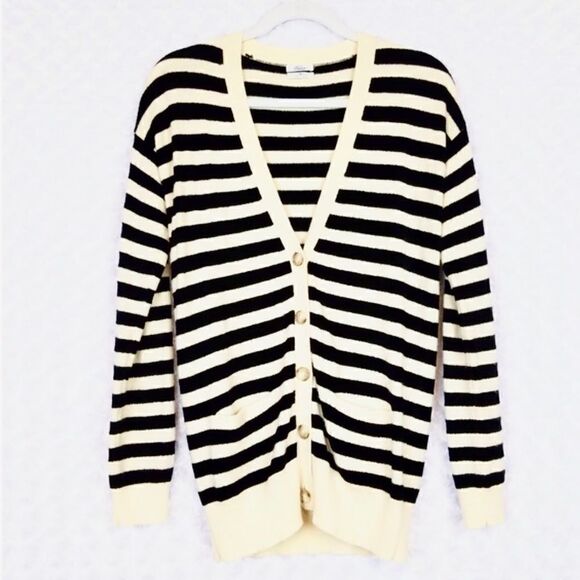 MADEWELL Wallace Black and cream striped cardigan...